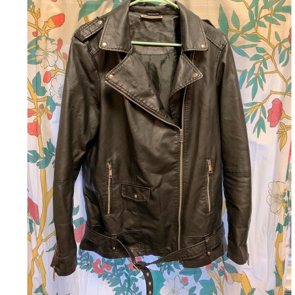 Noisy May tall vegan leather look biker jacket
